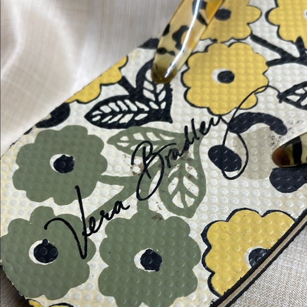 Vera Bradley Floral Yellow and Green Flip Flops - Picture 2 of 5